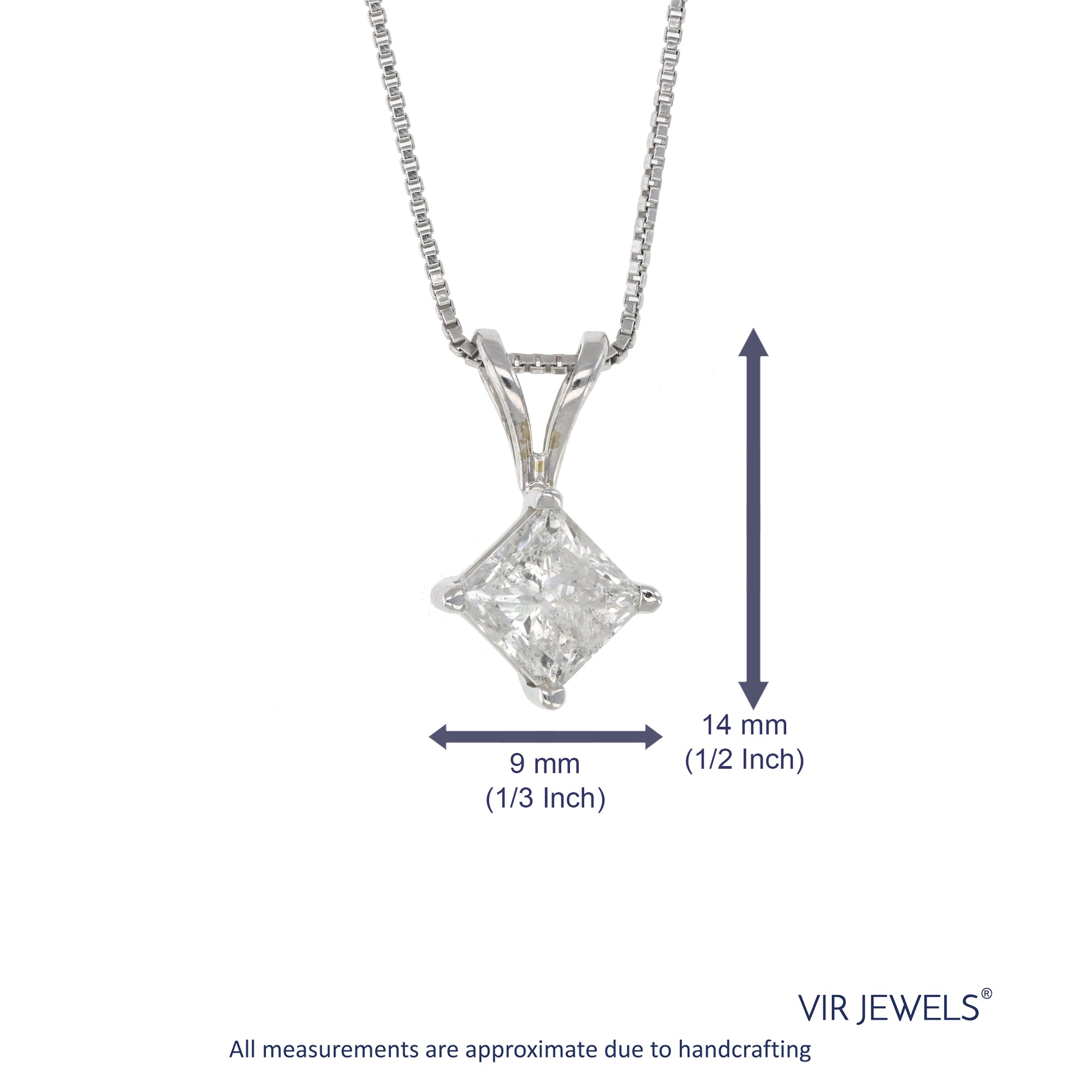 Princess Cut Solitaire Diamond Pendants | Diamond Heaven